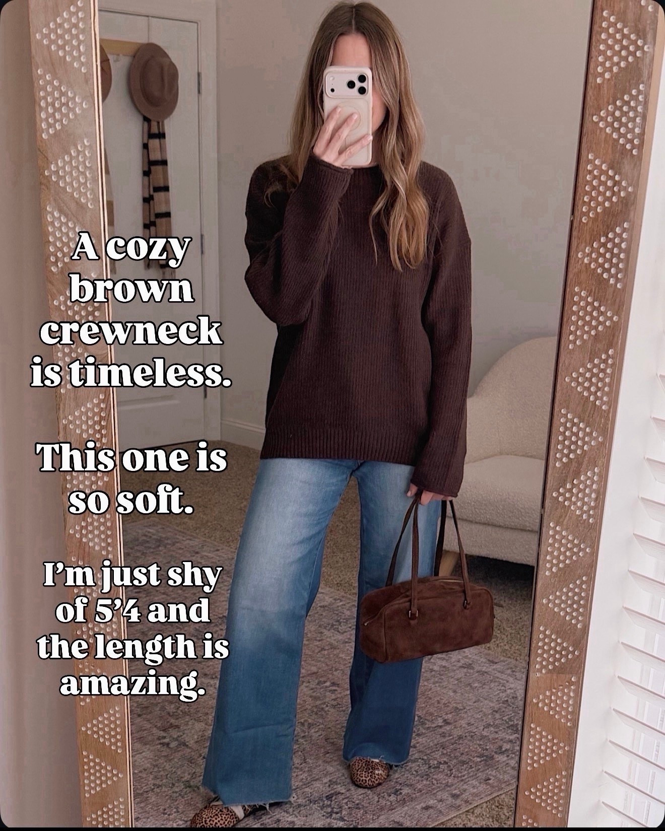 This brown crewneck has been on repeat. It’s incredibly soft, the length is perfect on my 5’4 frame, and it’s one of those easy pieces that always looks put together with jeans.

brown crewneck sweater, cozy fall sweater, soft knit sweater, everyday fall outfit, casual winter outfit, neutral outfit ideas, affordable sweaters, jeans and sweater outfit, women fall fashion

#LTKFindsUnder100 #LTKHoliday #LTKOver40