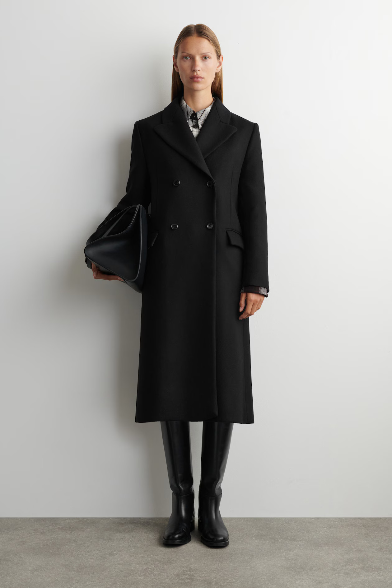 TAILORED DOUBLE-BREASTED WOOL LONG COAT - BLACK | COS US | COS (US)