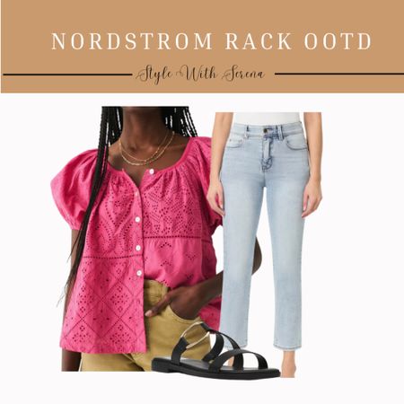 Nordstrom rack ootd, eyelet blouse, denim, summer outfit, sandals, resort wear 

#LTKSeasonal #LTKStyleTip #LTKFindsUnder100