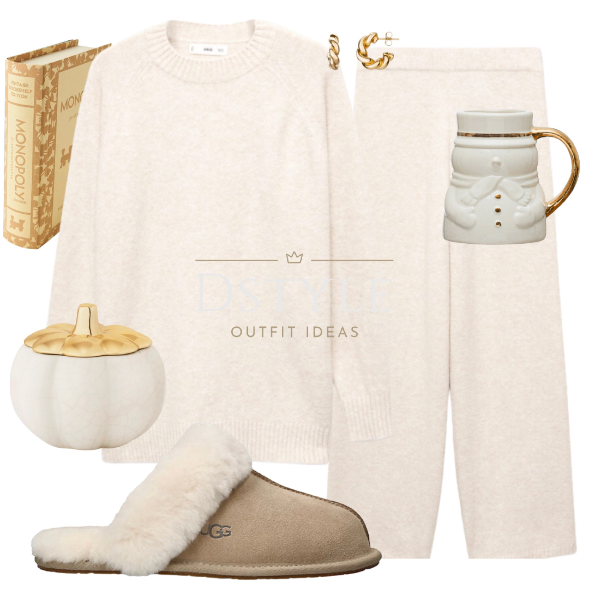 Snuggle Season Essentials: This light beige co-ord pajama set, featuring an oversized knit sweater and straight knitted pants, is the epitome of comfort. Pair it with UGG suede slippers, a cozy pumpkin ceramic candle, a stoneware snowman mug, and a bookshelf edition board game for the perfect recipe for a snug and delightful evening. 🍂🕯️🎲 #CozyNightsIn #PajamaGoals #FallComfort #HyggeLife

#LTKHoliday #LTKSeasonal #LTKGiftGuide