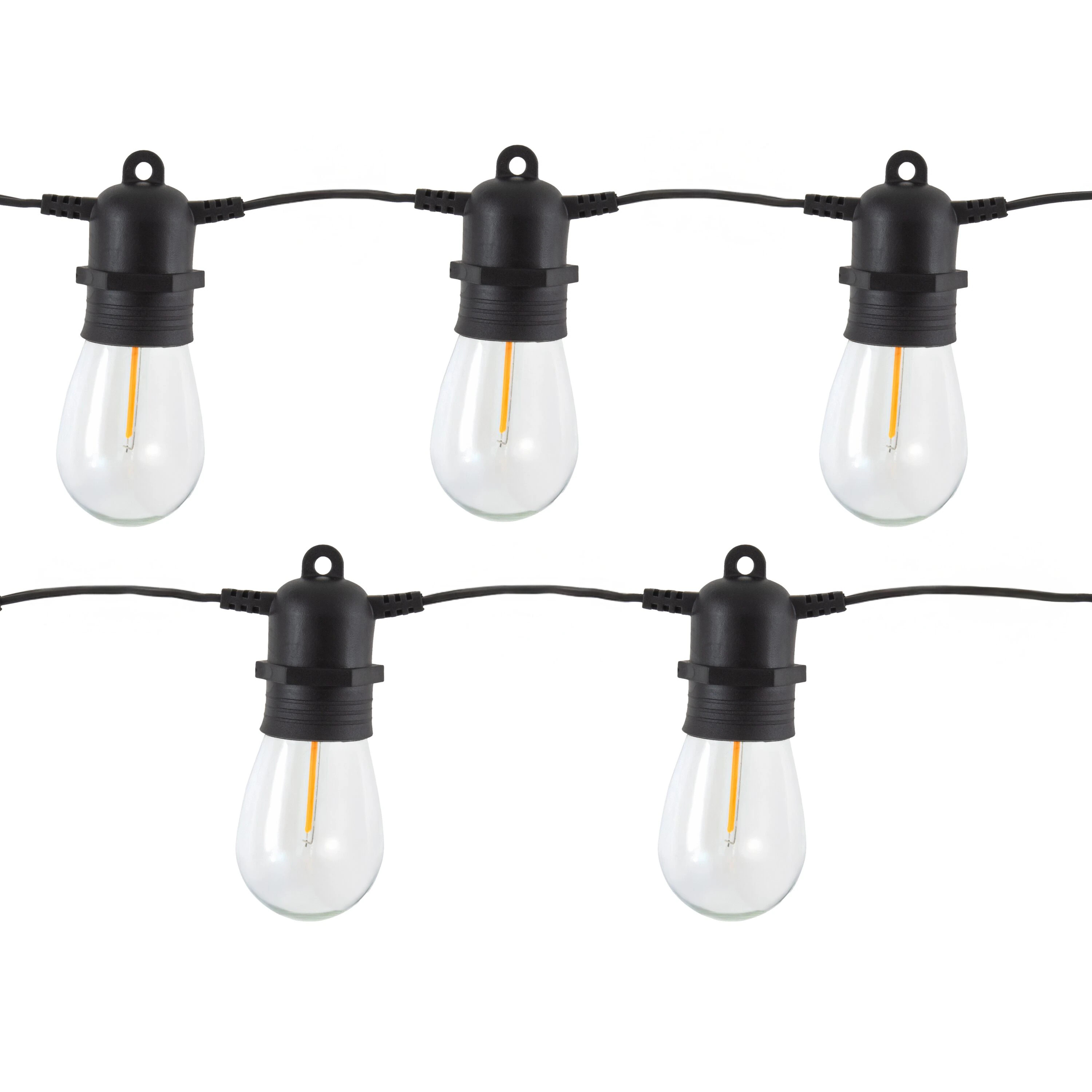 Harbor Breeze 48-ft Plug-in Black Indoor/Outdoor String Light with 18 White -Light LED Edison Bul... | Lowe's