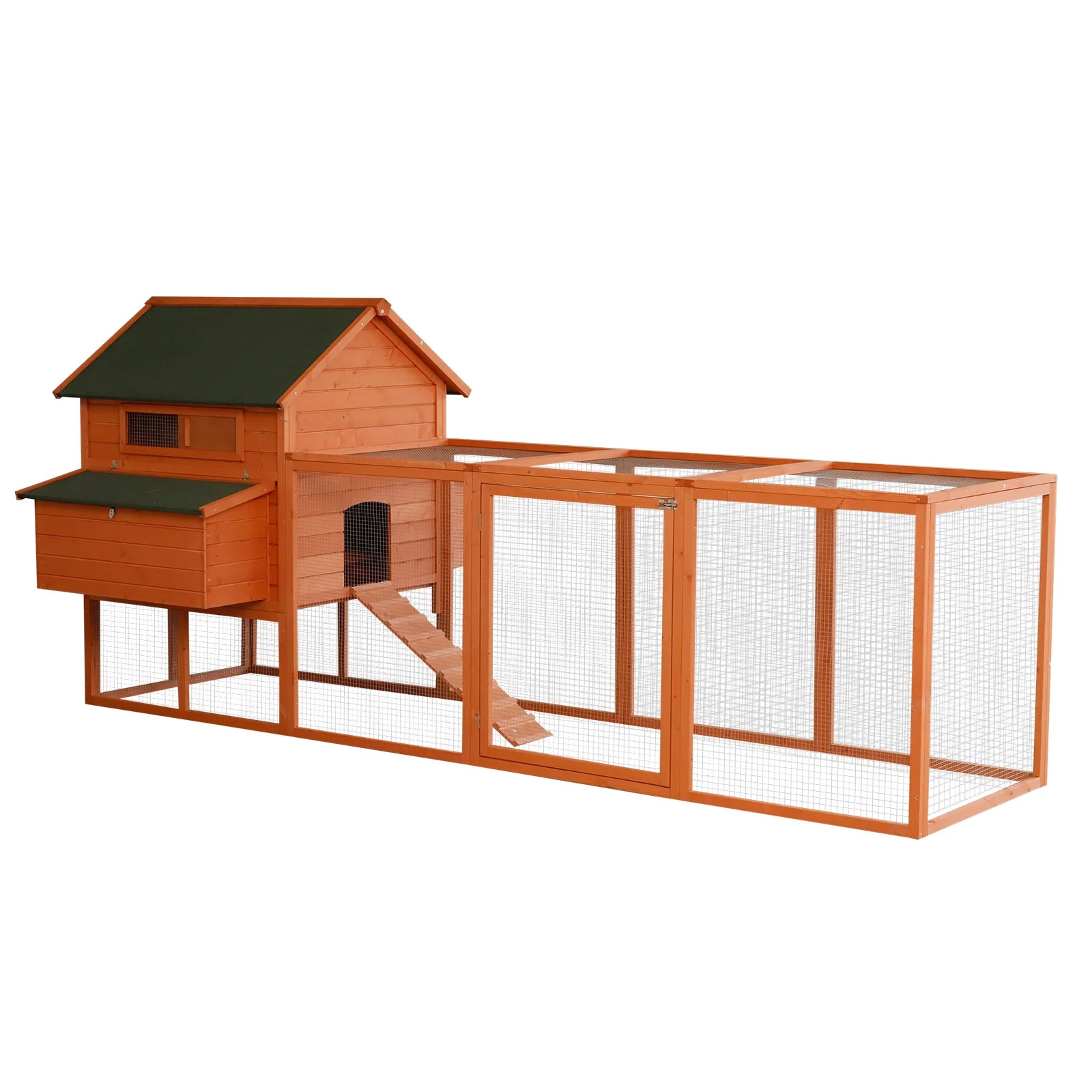 PawHut 137" XL Solid Wood Deluxe Outdoor Lockable Chicken Coop Kit with Nesting Box and Run | Walmart (US)