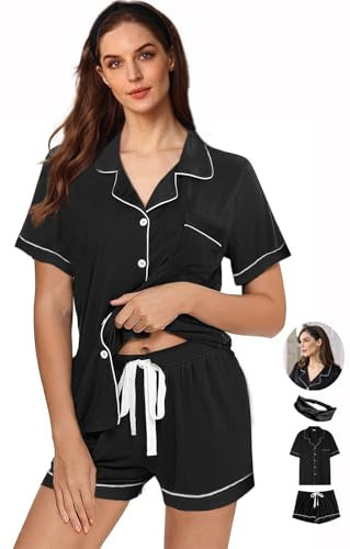 WJing Yi Jia Womens 3Pcs Pajama Sets Soft Pajamas Set Button Down Sleepwear Knitted Pjs XS-XXL Pj Lounge Set Bride Nightwear | Amazon (US)