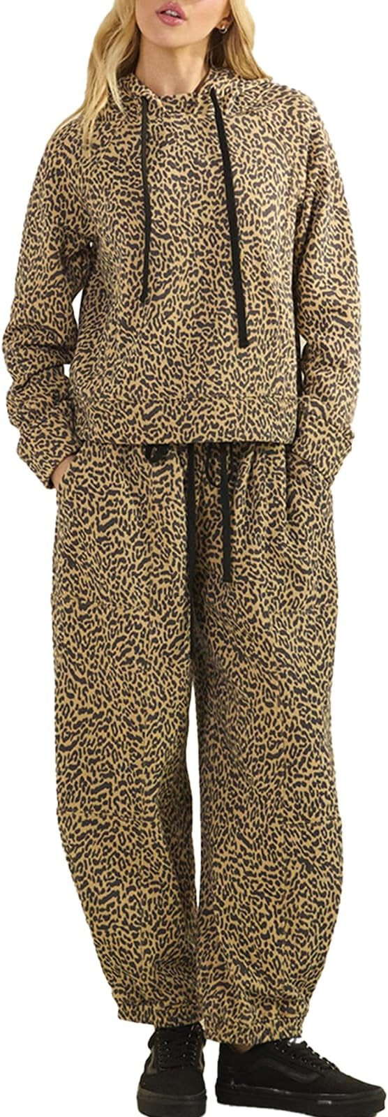 Mandonce Sweat Set for Women Long Sleeve Hooded Oversized Sweatshirt Drawstring Wide Leg Sweatpan... | Amazon (US)