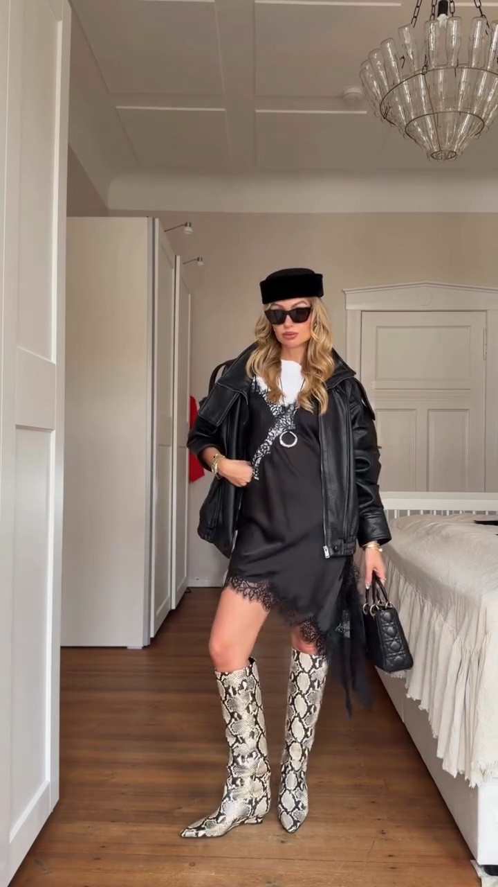 Trend Alert🔔Date Night aber mit attitude😎 Diese Boots machen jedes outfit sofort hotter oder? 🔗Comment SHOP and I will send you DM with outfit links ⬇
.
.
#lacedress #fashiontrend #ootd #datenightoutfit #animalprint #pythonshoes