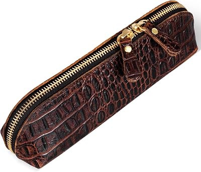 Genuine Leather Pen Case, Hand-made Stationery Bag for Work Office | Amazon (US)