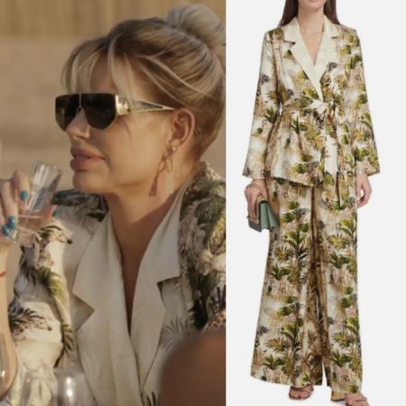Caroline Stanbury’s Palm Print Robe Jacket Set