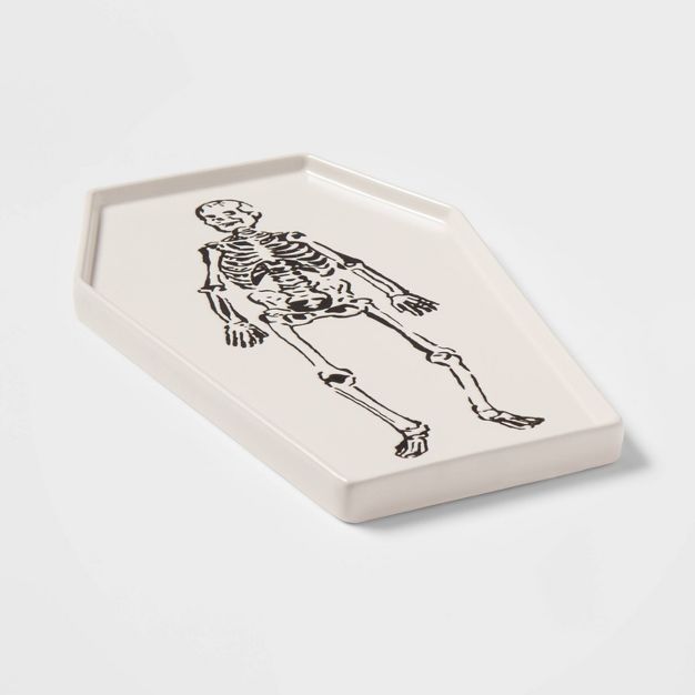 13" x 8" Halloween Stoneware Skeleton Serving Platter - Threshold™ | Target