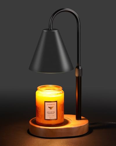 Candle Warmer Lamp with Timer Dimmable,Mothers Day Birthday Gifts for Women Mom, Adiustable Height Modern Candle Warmer Black Candle Lamp for Jar Candle, Home Decor Vintage Wax Warmer with 2 Bulbs | Amazon (US)