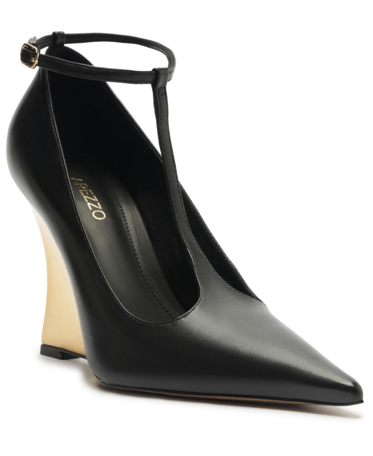 Arezzo Women's Roxy Elegance T-Strap Wedge Pump - Black | Macy's