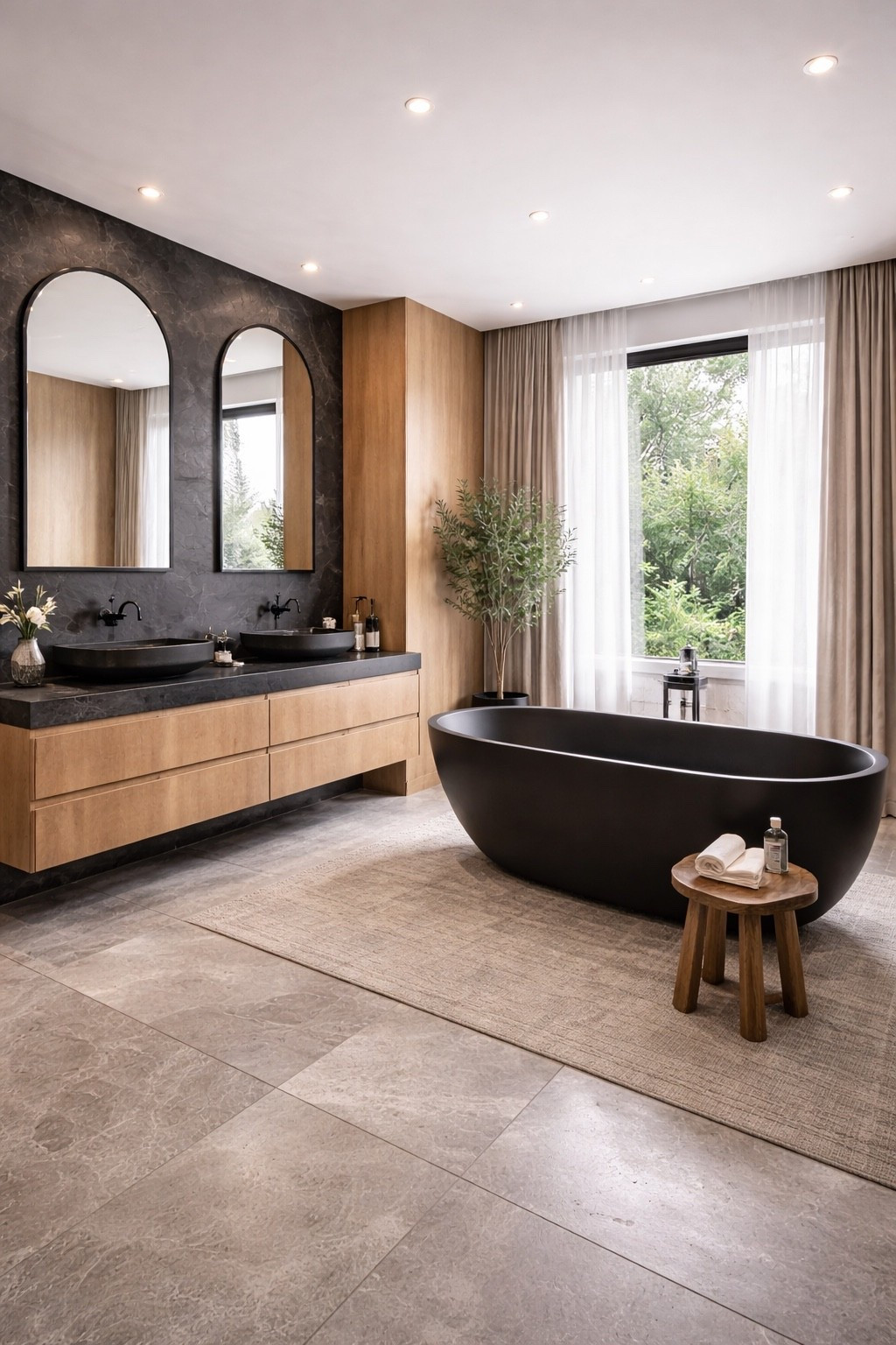 A sleek bathroom with natural wood tones, a freestanding tub, and a clean spa-like modern feel.

#bathroomideas #modernbathroom #bathroomdecor #spabathroom #warmminimalism #neutralhome #homedecor #interiordesign #modernhome #bathroominspo #freestandingtub #woodvanity #organicmodern #homeinspo #designinspo #wayfairhome #ltkhome #ltkdecor #ltkdesign #ltkfinds #ltkit #shopthelook #pinteresthome #neutraldecor #luxurybathroom #cozyhome #serenehome #minimalhome #bathroomdesign #decorinspo