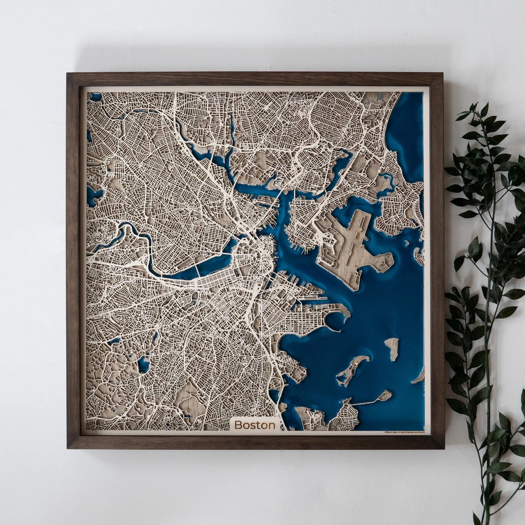 Wooden City Map With Epoxy: Personalized Wall Art - Etsy | Etsy (US)
