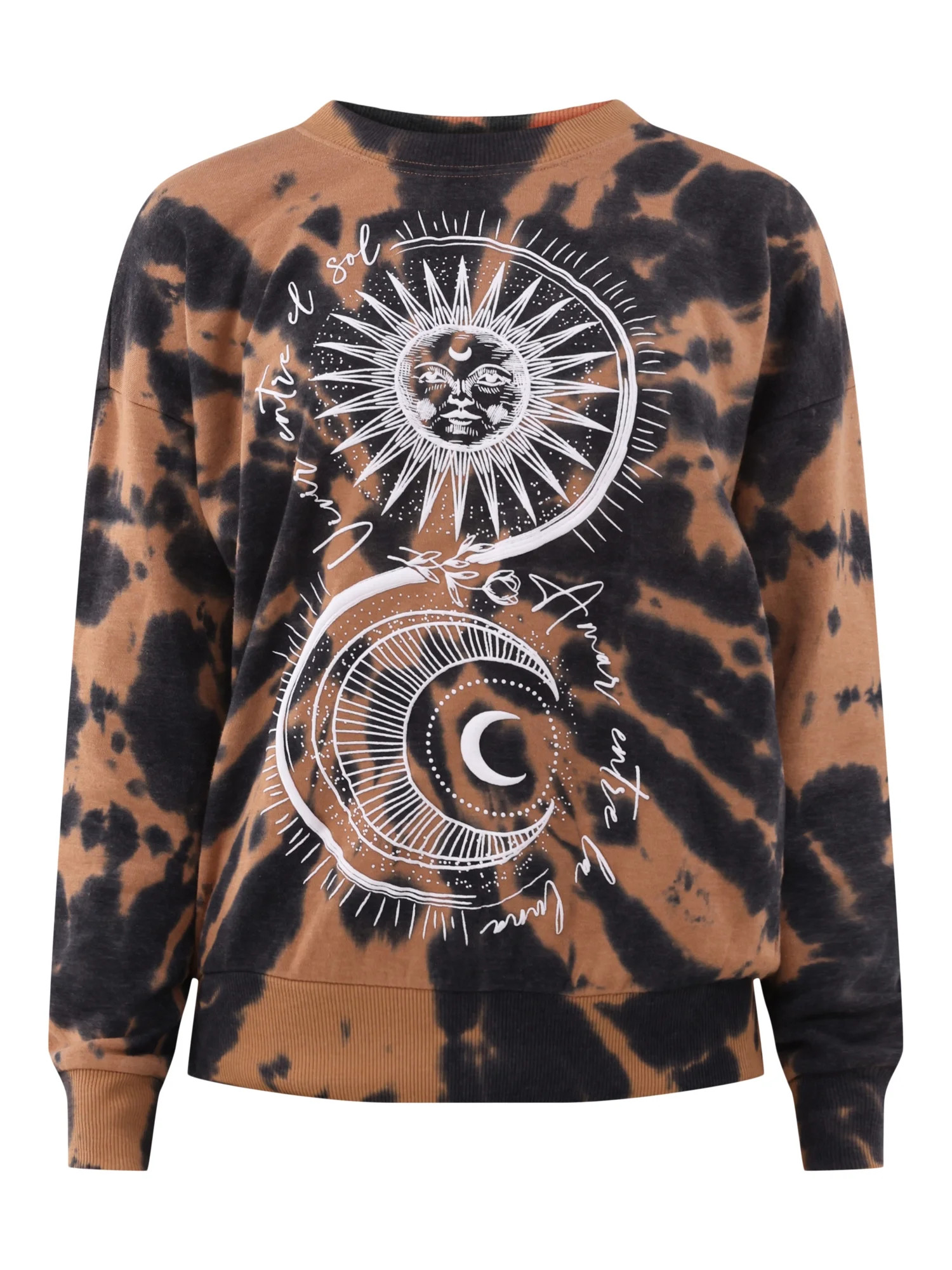 No Boundaries Washed Crewneck Sweatshirt, Women’s and Women’s Plus - Walmart.com | Walmart (US)