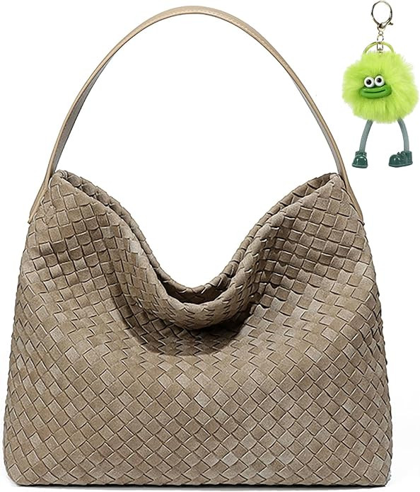 Woven Suede Hobo Bag for Women, Fall Woven Purse Slouchy Shoulder Crossbody Bag, Tote Elegant Han... | Amazon (US)