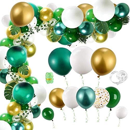 Auihiay 123 Pieces Jungle Balloons Garland Kit with Green Balloons, Palm Leaf, Ivy Vines and Ball... | Amazon (US)