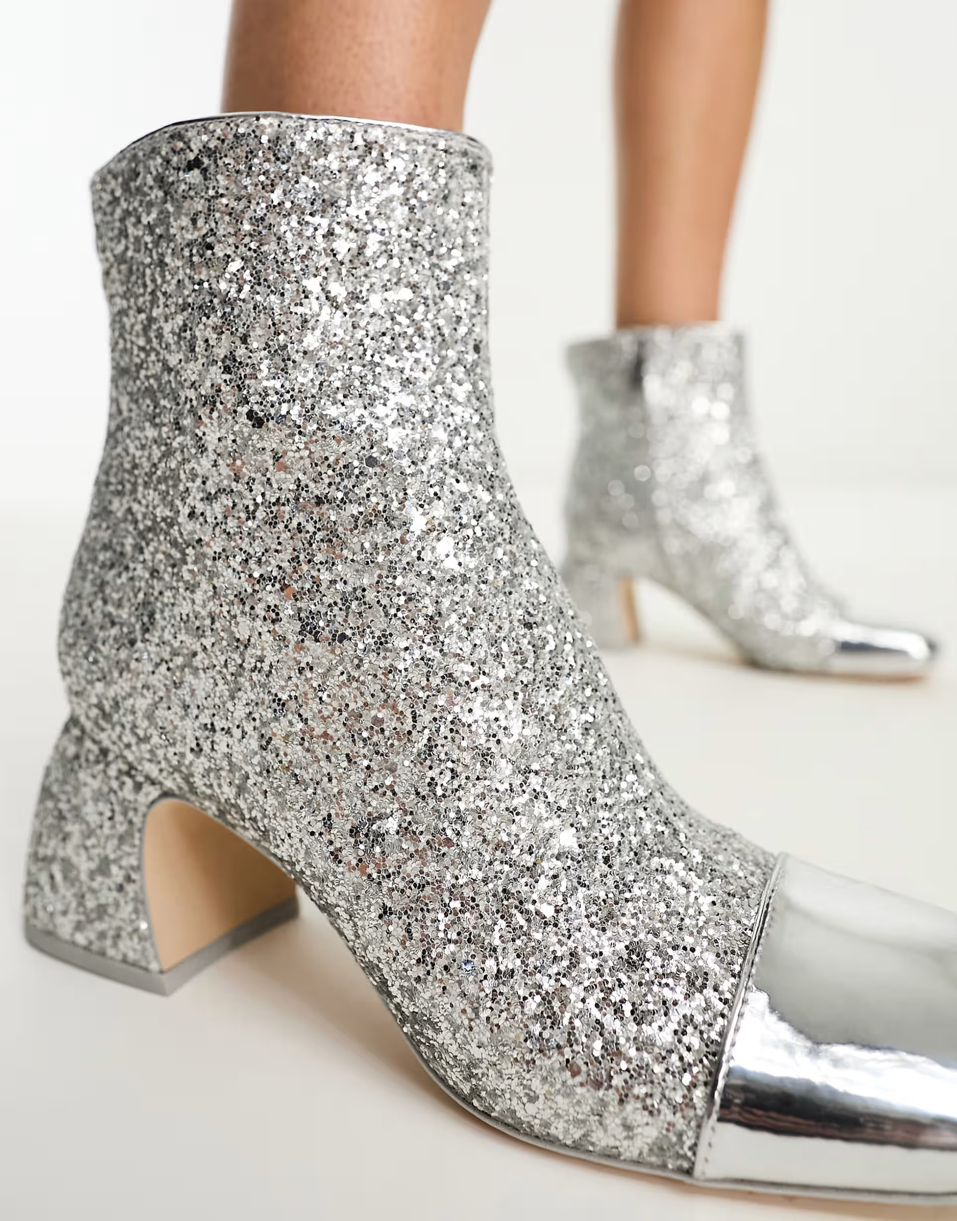 Circus NY Osten mid ankle boots in silver glitter | ASOS (Global)