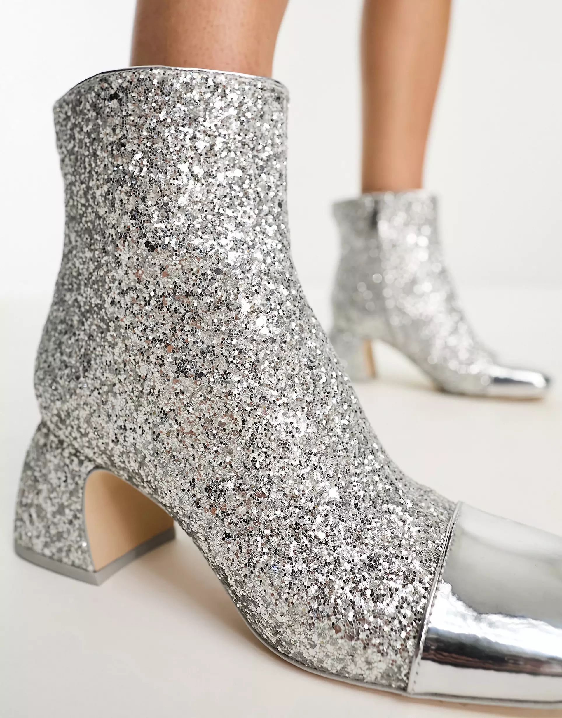 Circus NY Osten mid ankle boots in silver glitter | ASOS (Global)