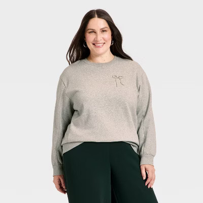Women's Embellished Sweatshirt - A New Day™ Heather Gray XXL | Target