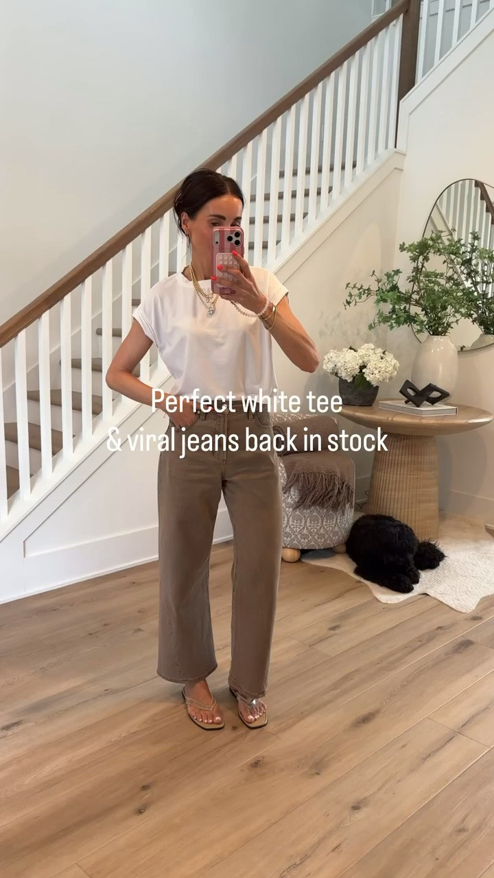 Amazon tee, jeans back in stock, sandals 40% off , size up in sandals, if in between sizes

#LTKSaleAlert #LTKOver40 #LTKootd