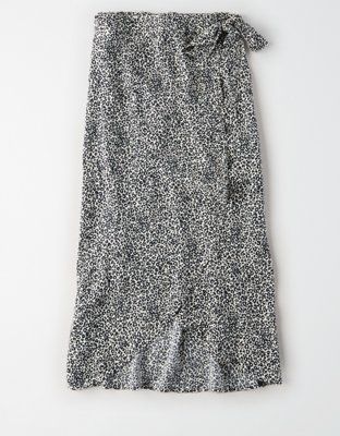 AE High-Waisted Leopard Wrap Midi Skirt | American Eagle Outfitters (US & CA)