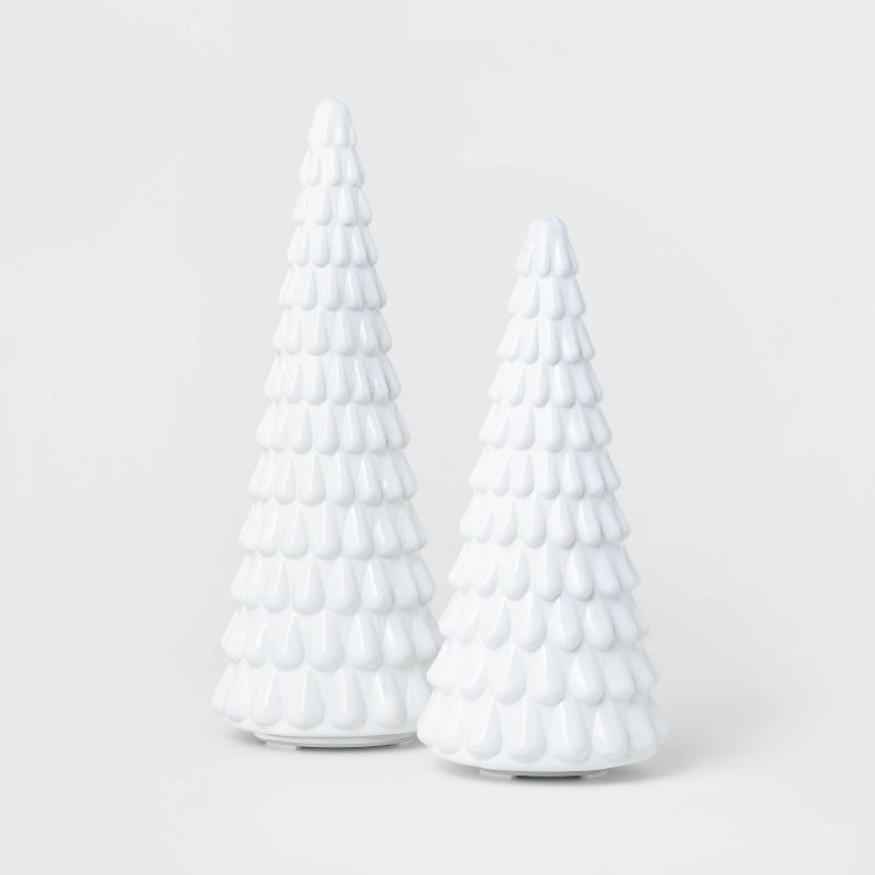 15" Lit Glass Christmas Tree Decorative Figurine White - Wondershop™ | Target