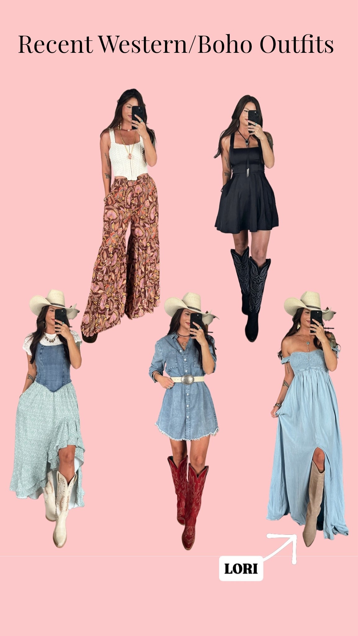 Recent western bohemian looks! Love the mixture of both styles 🤎 code LORI to save on light tan boots

#LTKSeasonal #LTKFestival #LTKootd