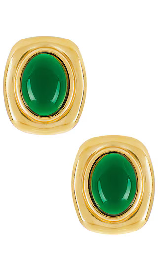Jewel Stud in Gold & Green | Revolve Clothing (Global)