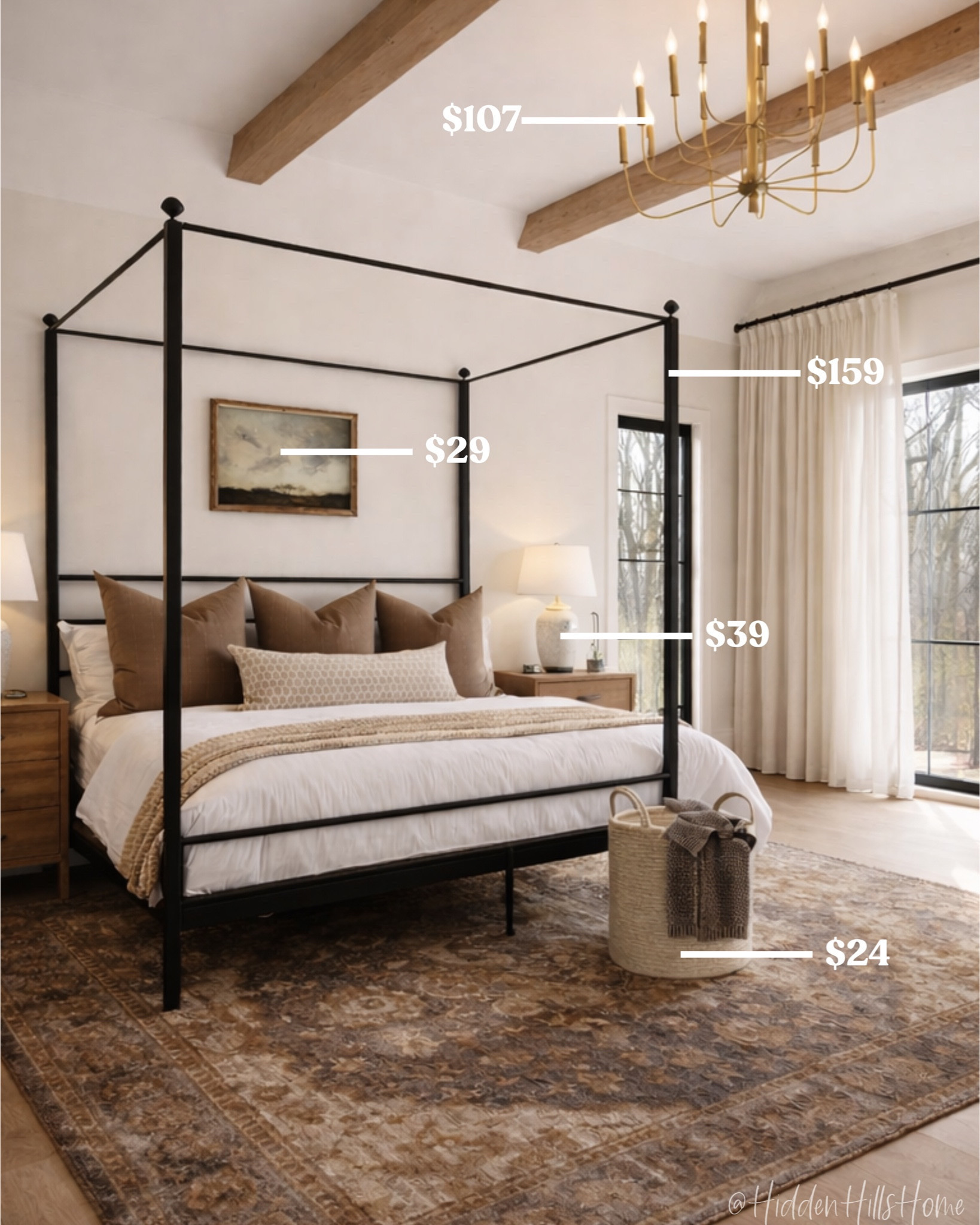 Affordable bedroom design! Cozy bedroom inspiration, bedding, home decor ideas, bedroom, canopy bed, Amazon home finds #bedroom