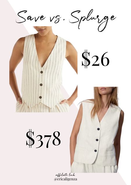 Save vs splurge! Pinstripe linen vest at Walmart for $26 vs designer best for $378! 

Pinstripe vest // linen vest under $30 // vest for summer 

#LTKSeasonal #LTKFindsUnder50 #LTKStyleTip