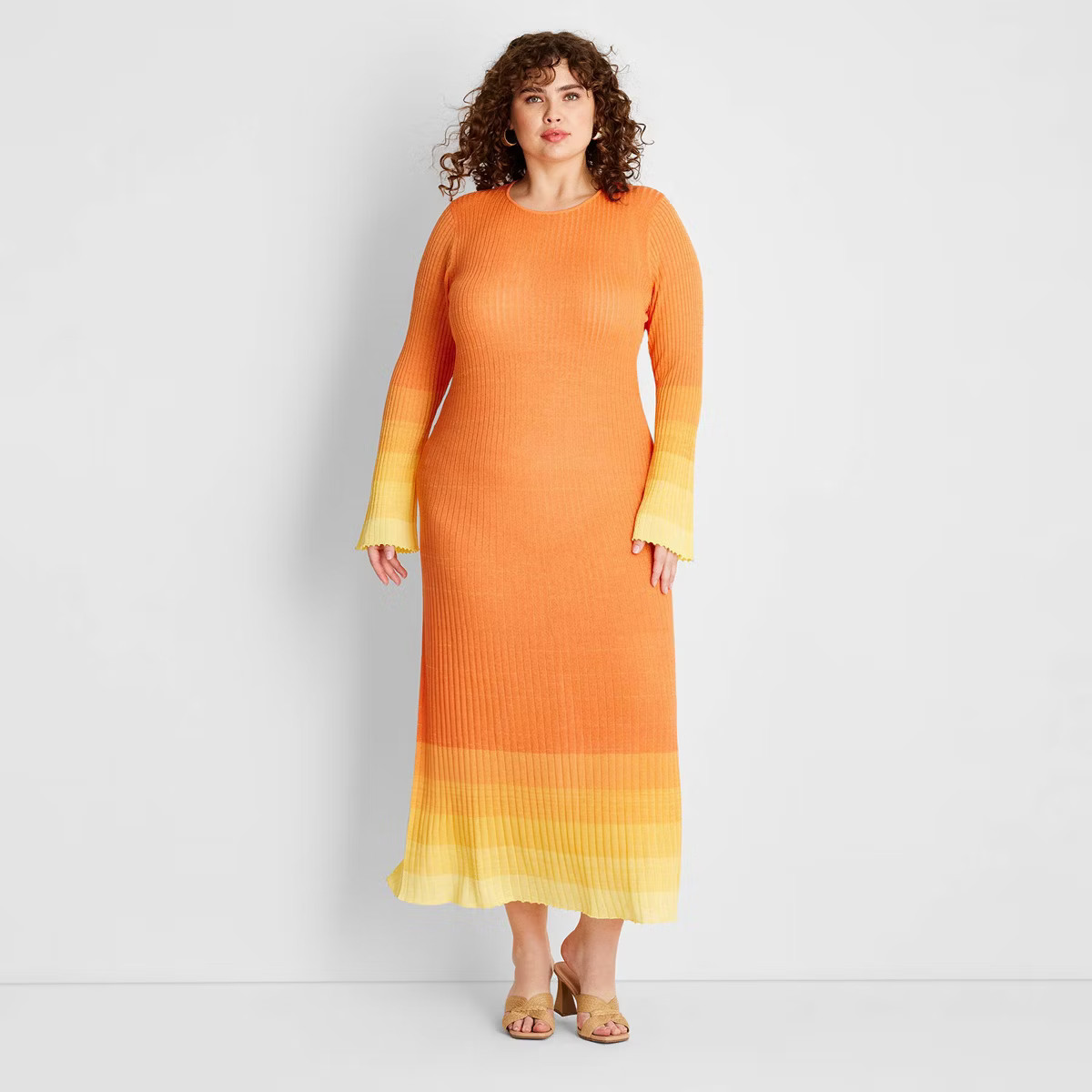 Women's Long Sleeve Open Back Maxi Dress - Future Collective™ with Jenee Naylor Orange Ombre | Target