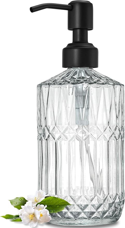 JASAI 18Oz Glass Soap Dispenser with Black Rust Proof Pump, Refillable Kitchen soap Dispenser Thi... | Amazon (US)
