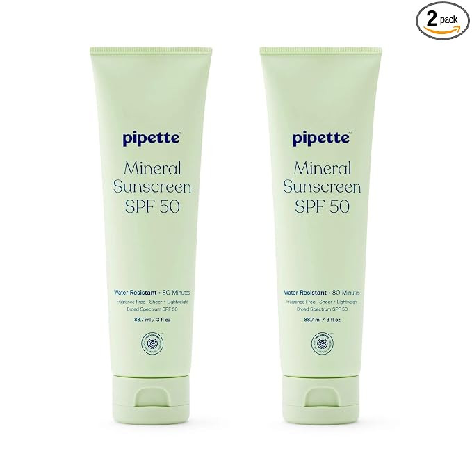 Pipette Fragrance Free Mineral Sunscreen SPF 50 Lotion, 3 Oz (Pack of 2) | Amazon (US)