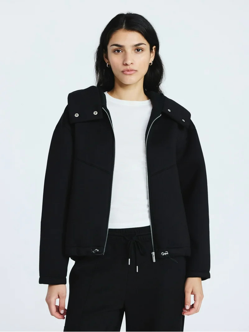 Scoop Women's and Women's Plus Neoprene Fleece Oversized Jacket with Hood, Sizes XS-4X | Walmart (US)