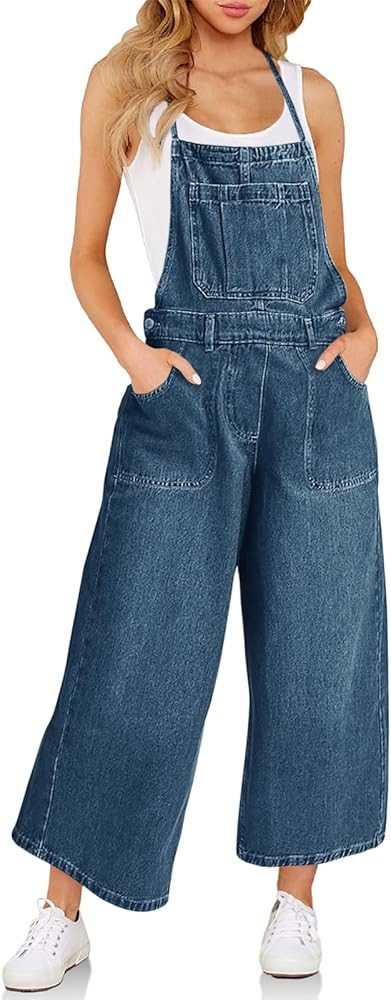 Cicy Bell Women's Denim Overalls Baggy Jumpsuits Loose Fit Bib Adjustable Strap Capri Wide Leg Je... | Amazon (US)