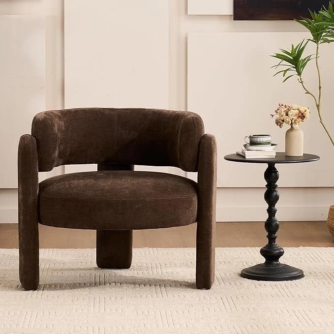 ENYLAY Modern Accent Barrel Chair,Mid Century Single Armchair with Curved Backrest Upholstered Si... | Walmart (US)