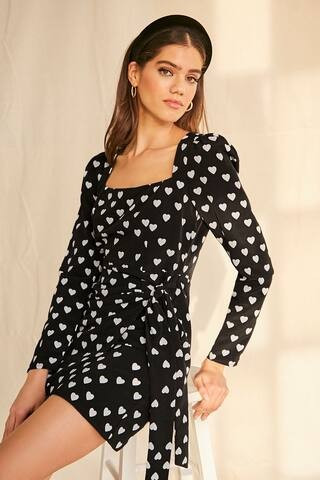 Heart Print Mock Wrap Dress | Forever 21 (US)
