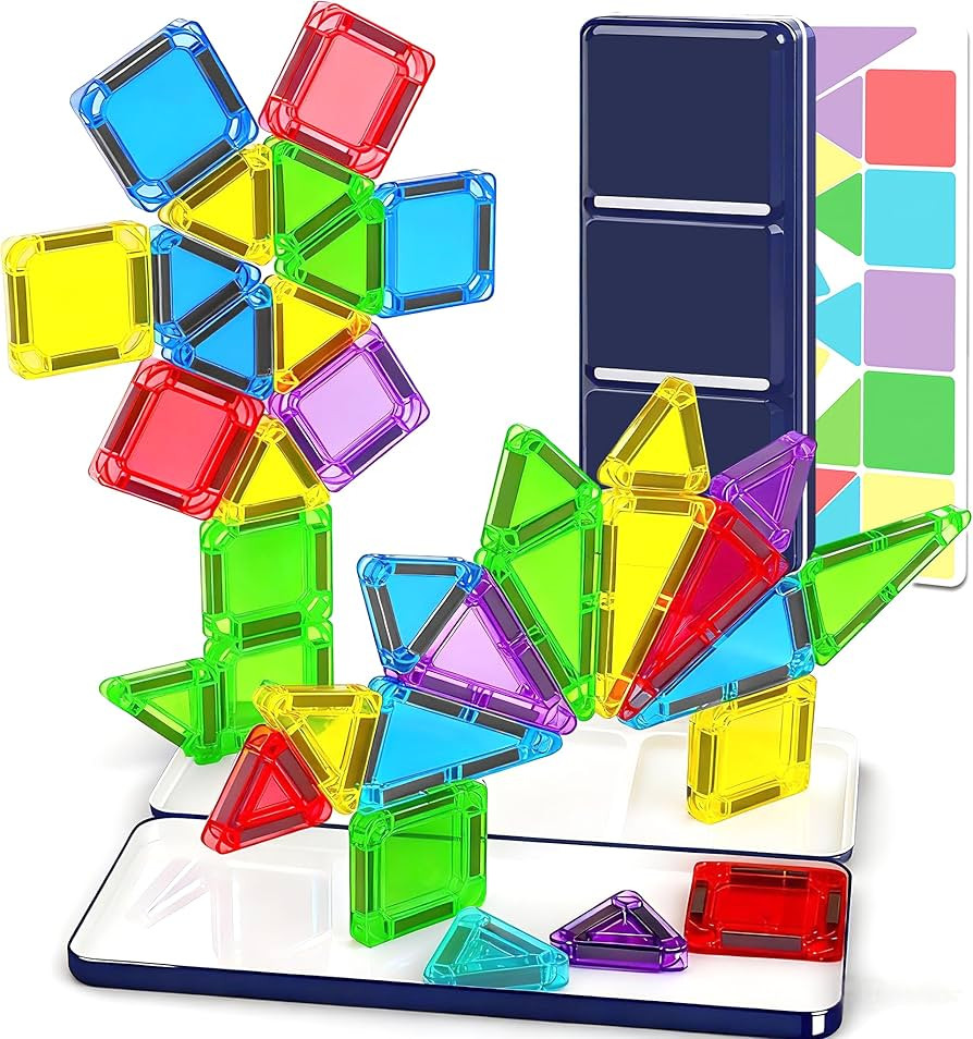 odjas Mini Magnetic Tiles Travel Set with Case 30pcs, Mini Travel Magnet Tiles, Portable Travel S... | Amazon (US)