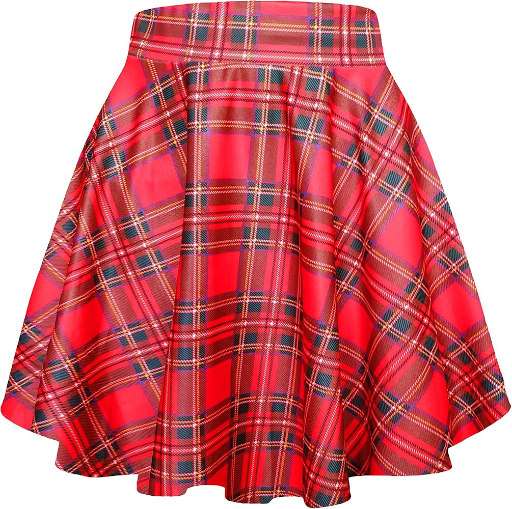 Afibi Casual Mini Stretch Waist Flared Plain Pleated Skater Skirt | Amazon (US)