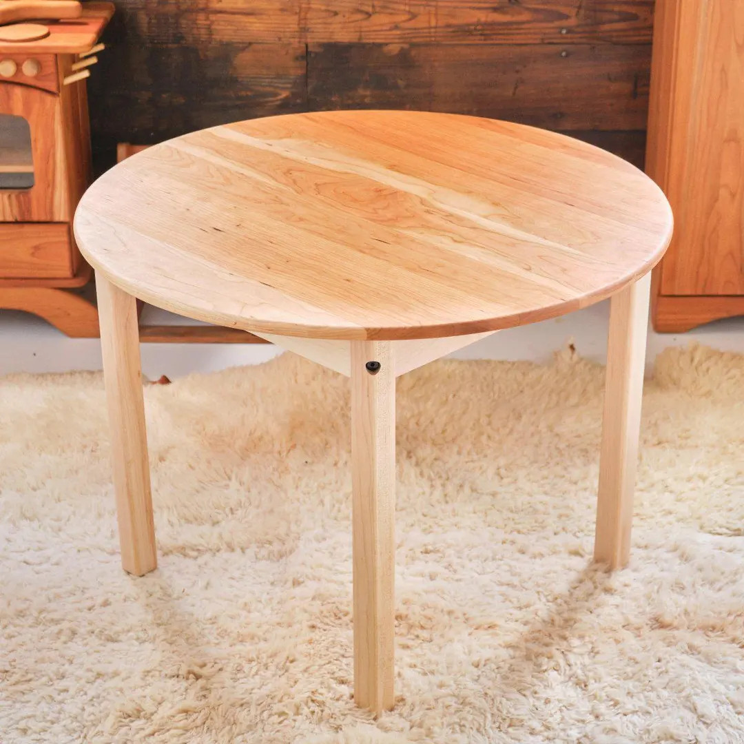 33 Inch Round Cherry Wood Table With Maple Accents - Adult or Child Height, or Child Table + 2 Ch... | Etsy (US)