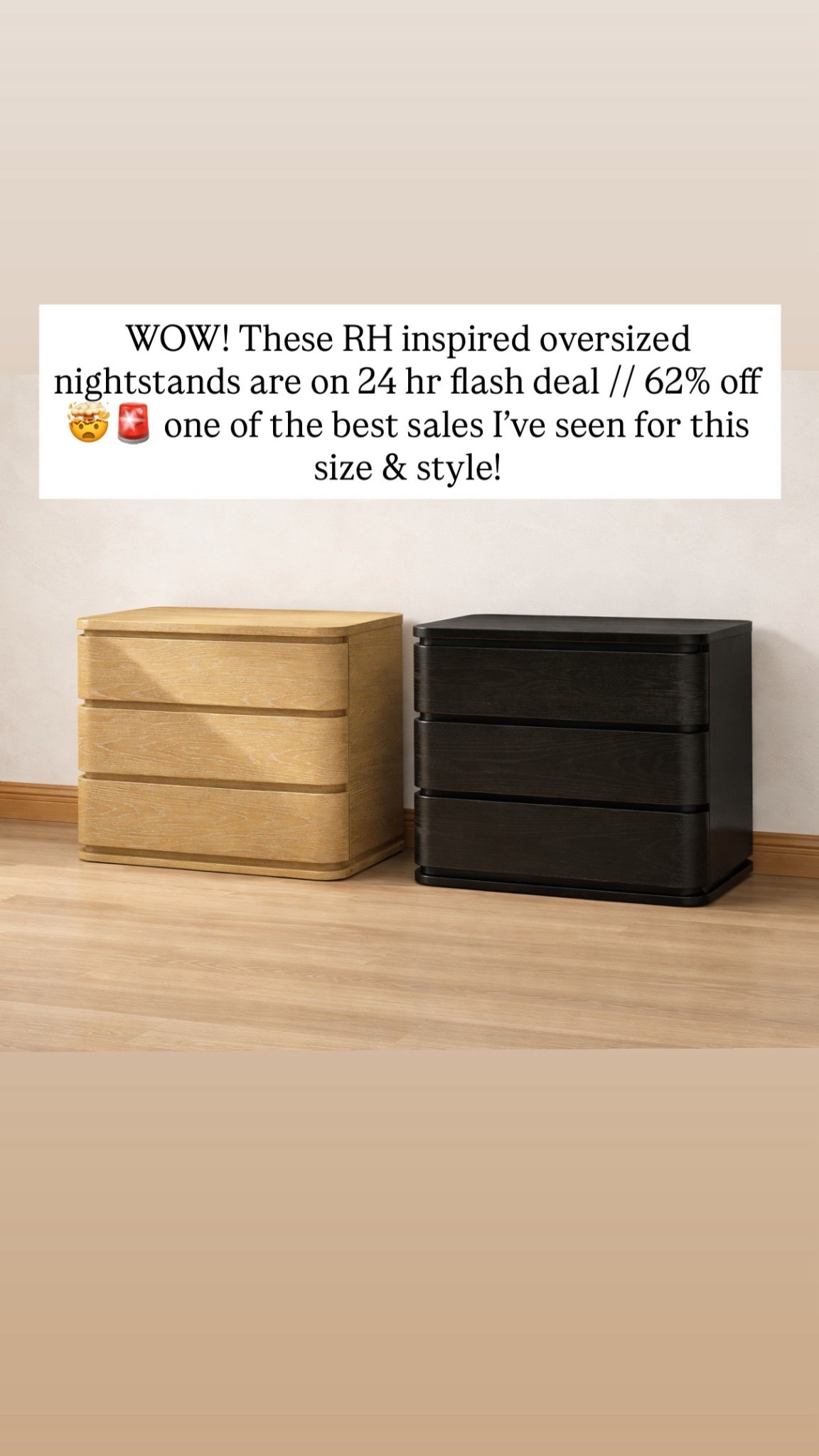 WOW! These RH inspired oversized nightstands are on 24 hr flash deal // 62% off 🤯🚨 one of the best sales I’ve seen for this size & style!

#LTKSaleAlert #LTKHome