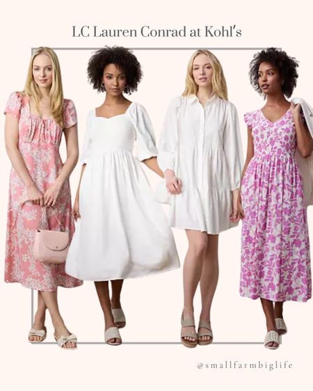 LC Lauren Conrad dresses at Kohl’s. White dress. Wedding guest dress. Spring outfit. Date night outfit. Vacation outfit. Smocked vneck midi dress. Floral print dress. Empire waist square neck midi dress. Smocked sweetheart long sleeve midi dress. Button front tiered long sleeve shirt dress  

#LTKfindsunder50 #LTKmidsize #LTKover40