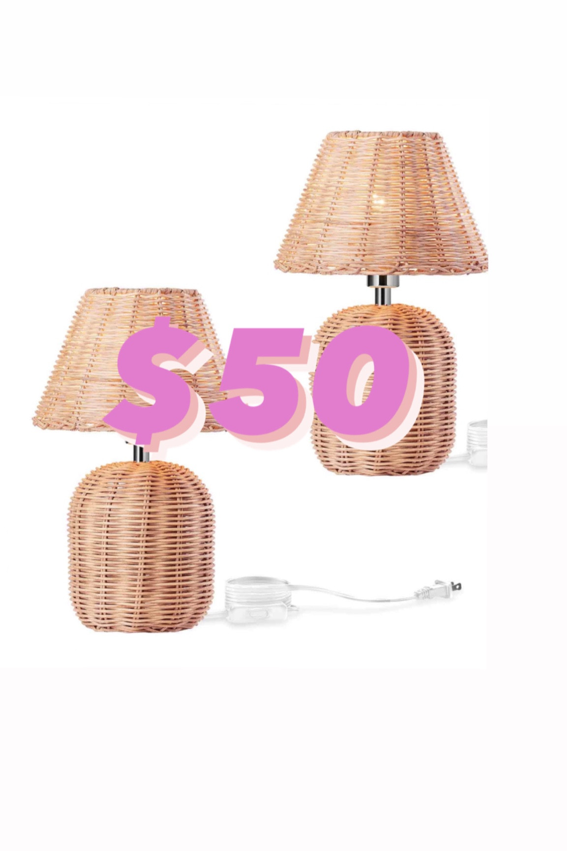 Target $70 wicker lamp who?! These come in a TWO pack for $50. And in my opinion, are way more cute🎊🤍 #walmartsteal #walmartdeal #dealoftheday #walmartstyle #homedecor #tablelamp 

#LTKhome #LTKsalealert #LTKfindsunder50