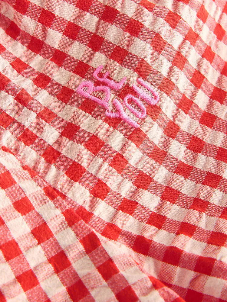 Gingham Pink Embroidered Pullon Barrel Trousers (3-16yrs) | Next US