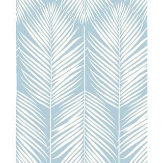 Palm Silhouette Hampton Blue Coastal 20.5 in. x 18 ft. Peel and Stick Wallpaper | The Home Depot