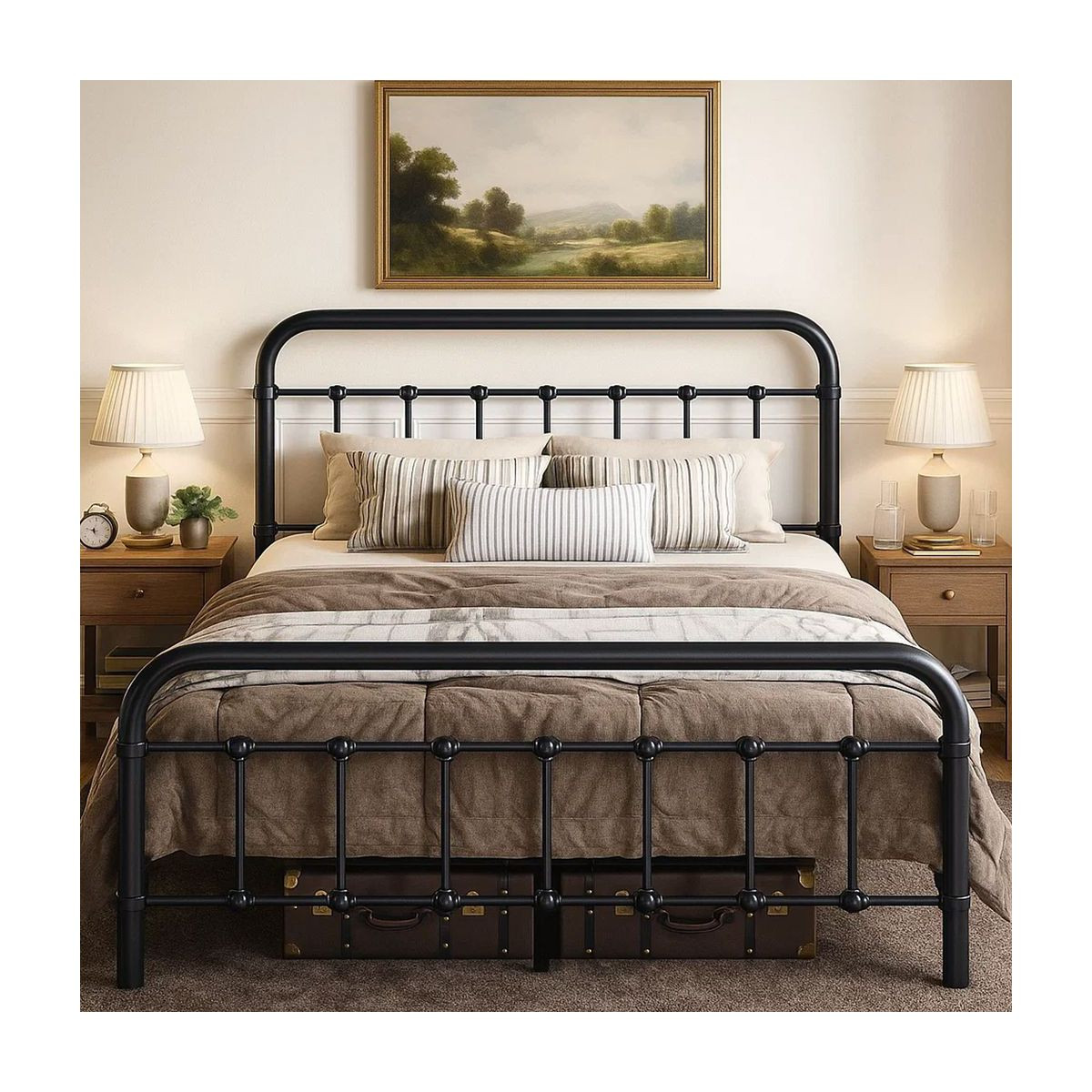 Queen Size Metal Platform Bed Frame Victorian Style Wrought Iron Headboard and Footboard No Box S... | Target