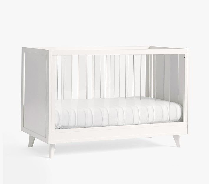 Sloan Acrylic Convertible Crib, Simply White, UPS | Pottery Barn Kids