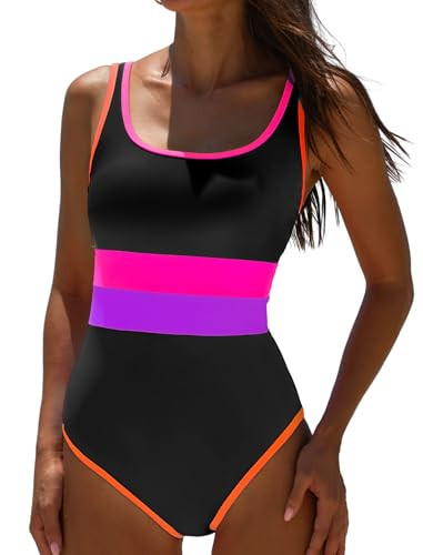 popvil Women's One Piece Swimsuits 2025 Tummy Control -Modest Neon 1 Piece Bathing Suit Beach Out... | Amazon (US)