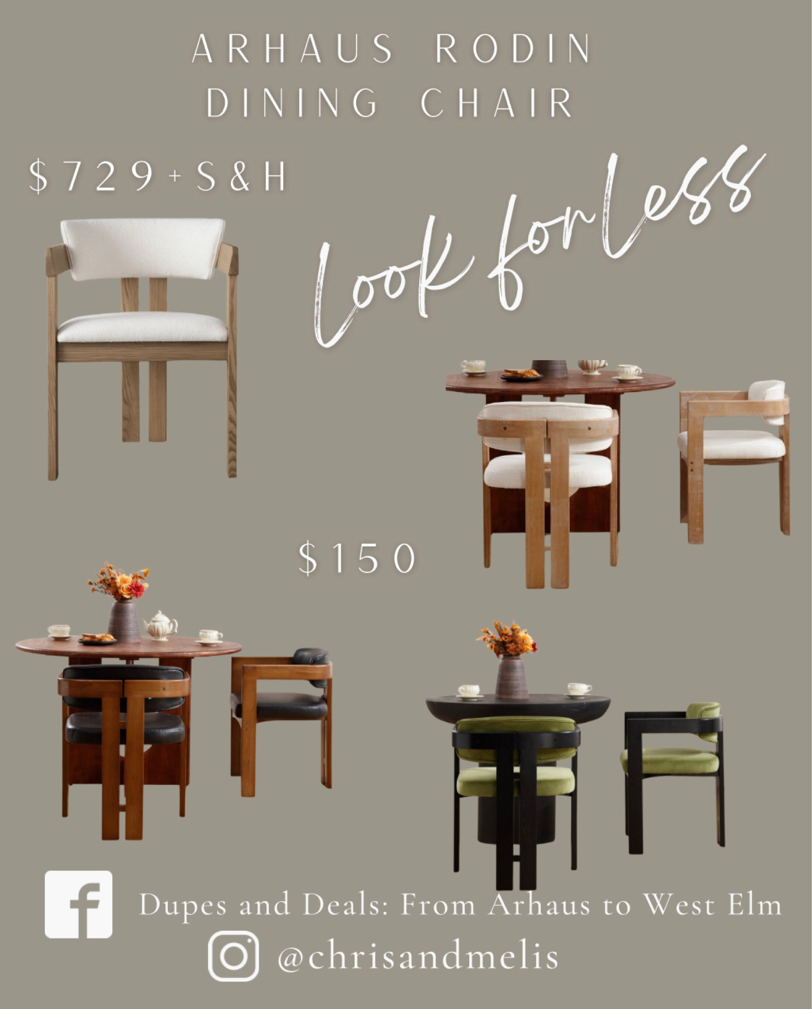 Arhaus Rodin Dining Chair look for less! Available in cream, black and green! $150 each when you clip the coupon 

#LTKHome #LTKSaleAlert