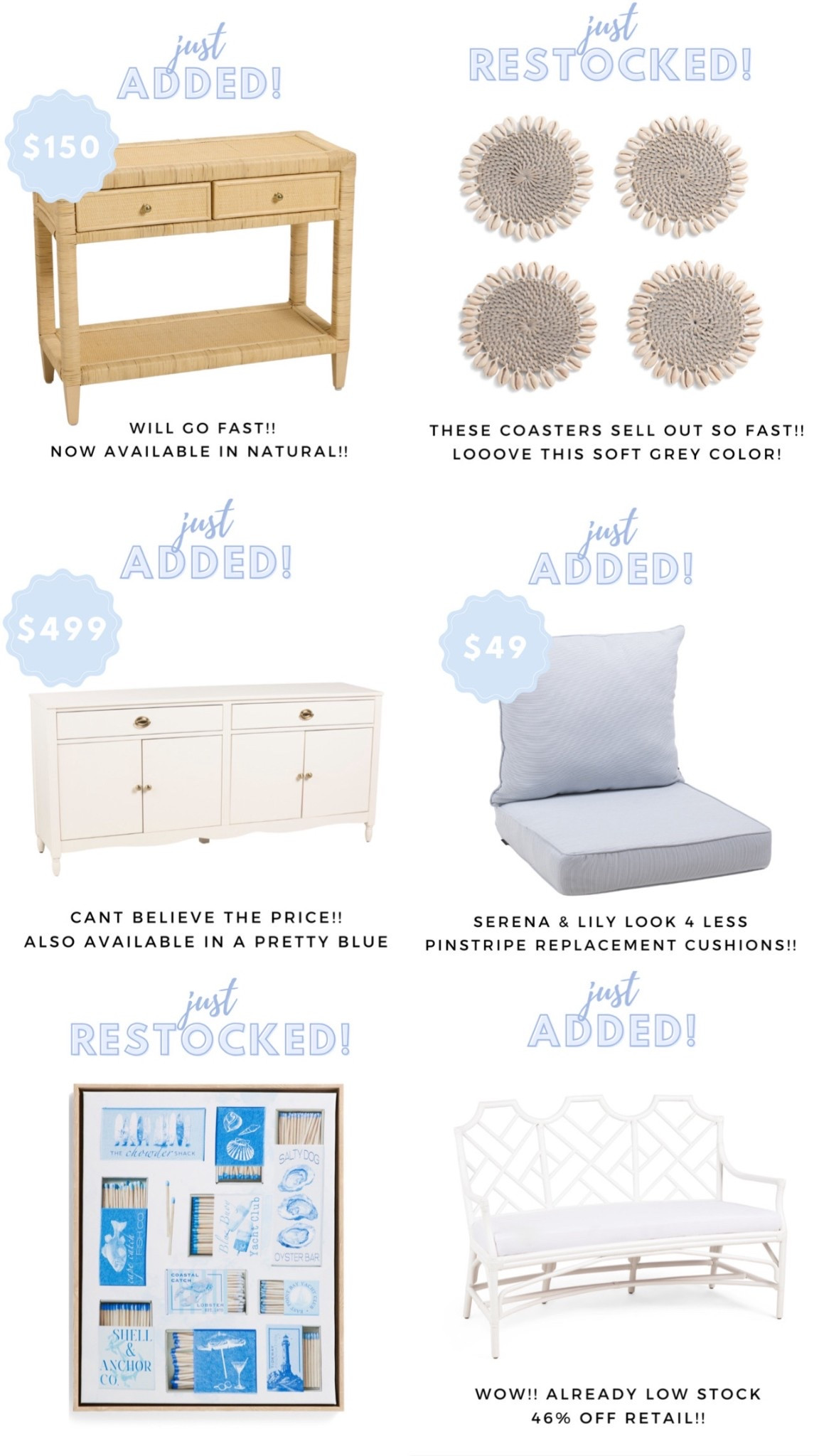 🙌🏻🙌🏻🙌🏻 even more affordable new arrivals for the coastal home just dropped!! Including several designer looks for less and so many more than you see here but these are the highlights!! Click thru to see even more! 

#LTKSaleAlert #LTKHome