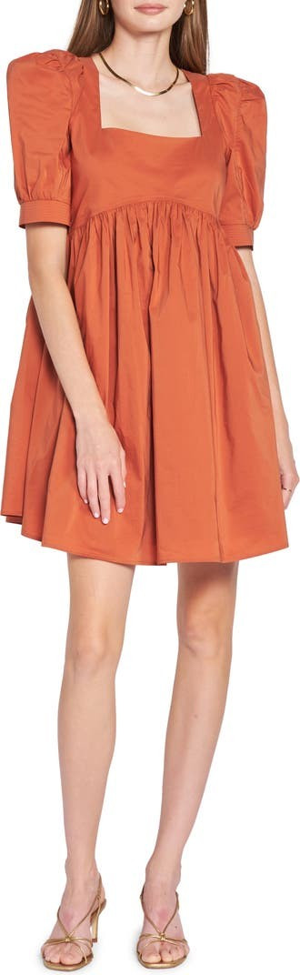 Cotton Blend Poplin Babydoll Minidress | Nordstrom | Nordstrom